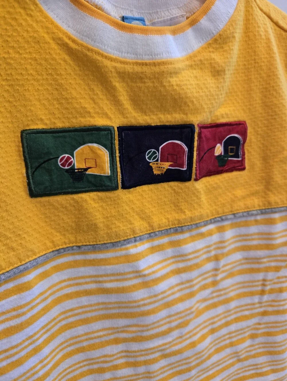 Vintage Y2k Gymboree Yellow Striped Sports Basketball Short Sleeved Tshirt